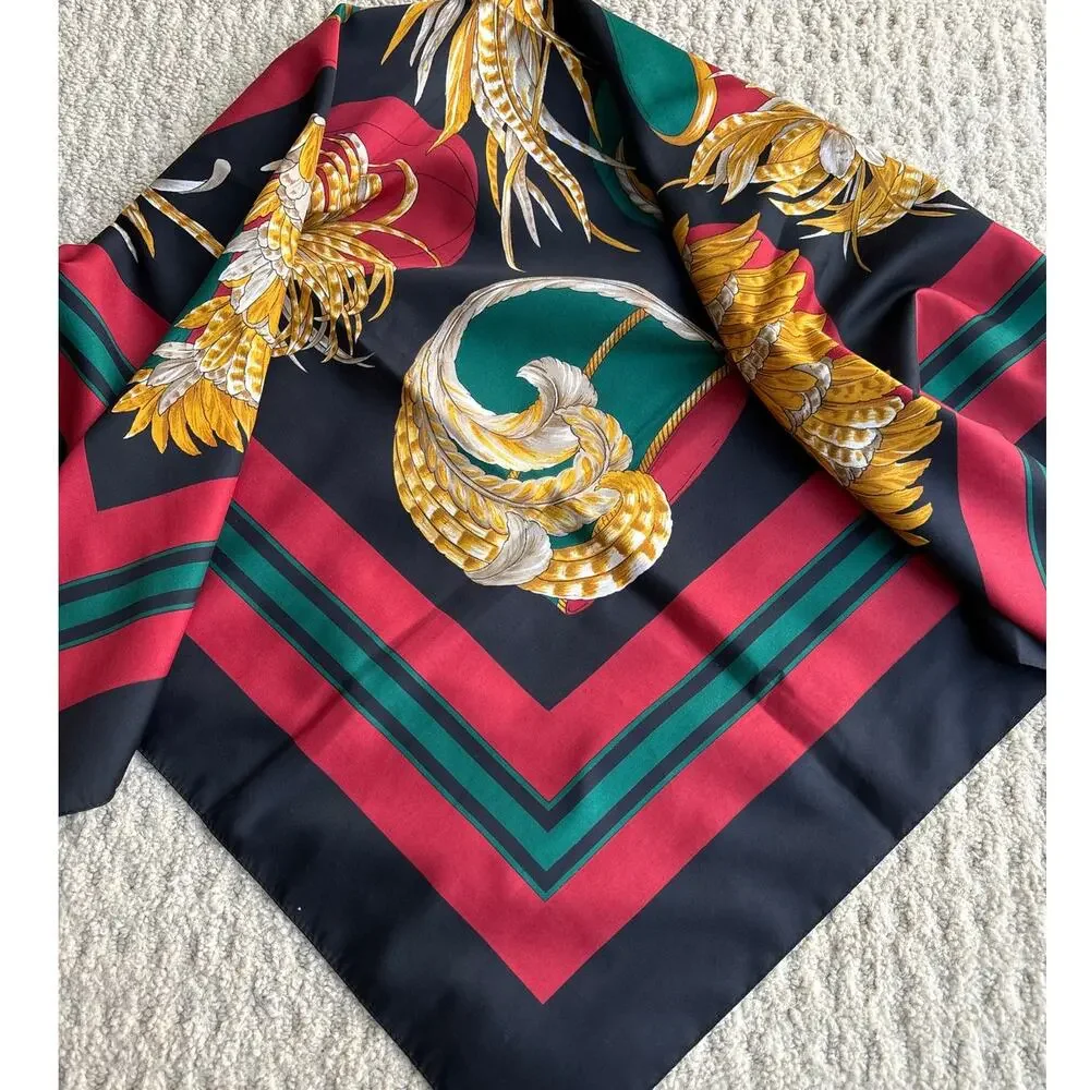 Silk Scarf with vintage hats motif 34